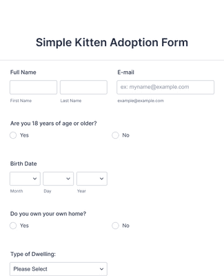 Form Templates: Simple Kitten Adoption Form