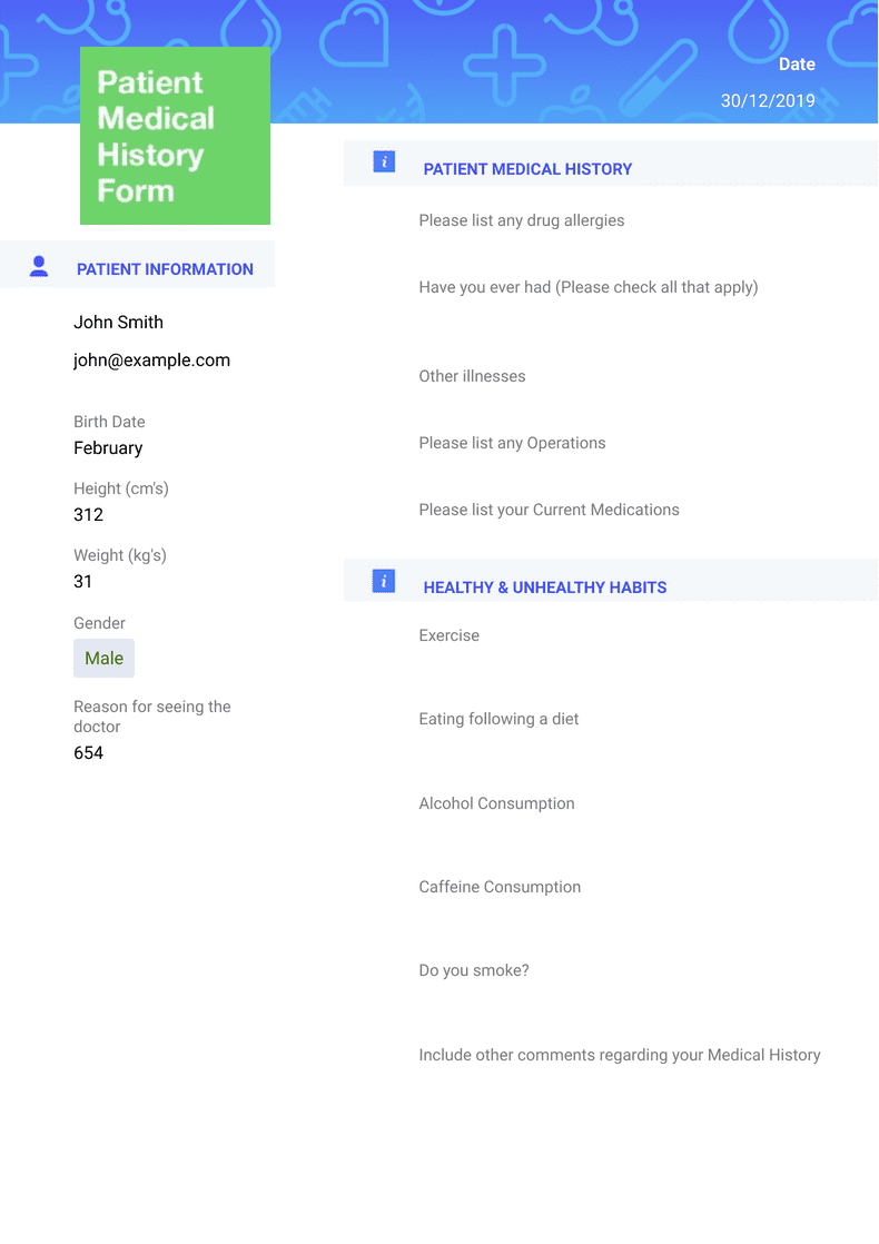 Medical History Document Template Medical History Document Template