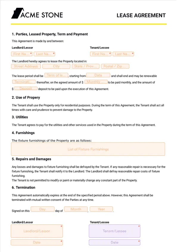 Simple One Page Lease Agreement