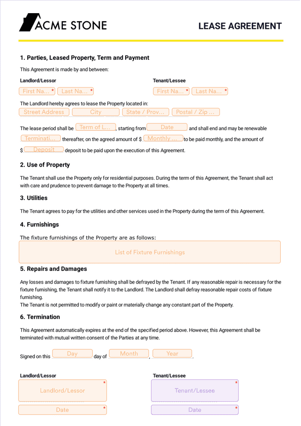 Template simple-one-page-lease-agreement-template