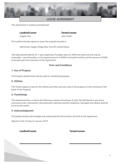 free rental and lease agreement templates pdf templates jotform