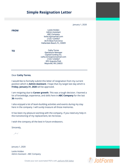 Resignation Letter Template Pdf Templates Jotform Resignation Letter Template Pdf Templates Jotform