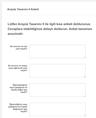 sinif geribildirim anketi form sablonu jotform