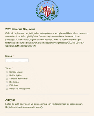 Sınıf/Kulüp Başkanı Seçim Formu