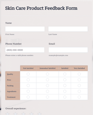 Skin Care Product Feedback Form Template | Jotform