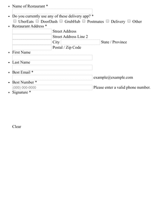 Snap Restaurant Enrollment Request Form