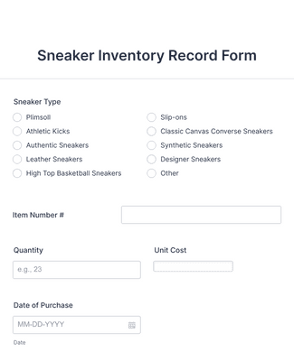 Form Templates: Sneaker Inventory Record Form