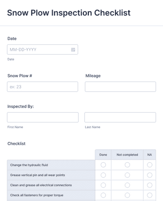 Snow Plow Inspection Checklist Form Template | Jotform