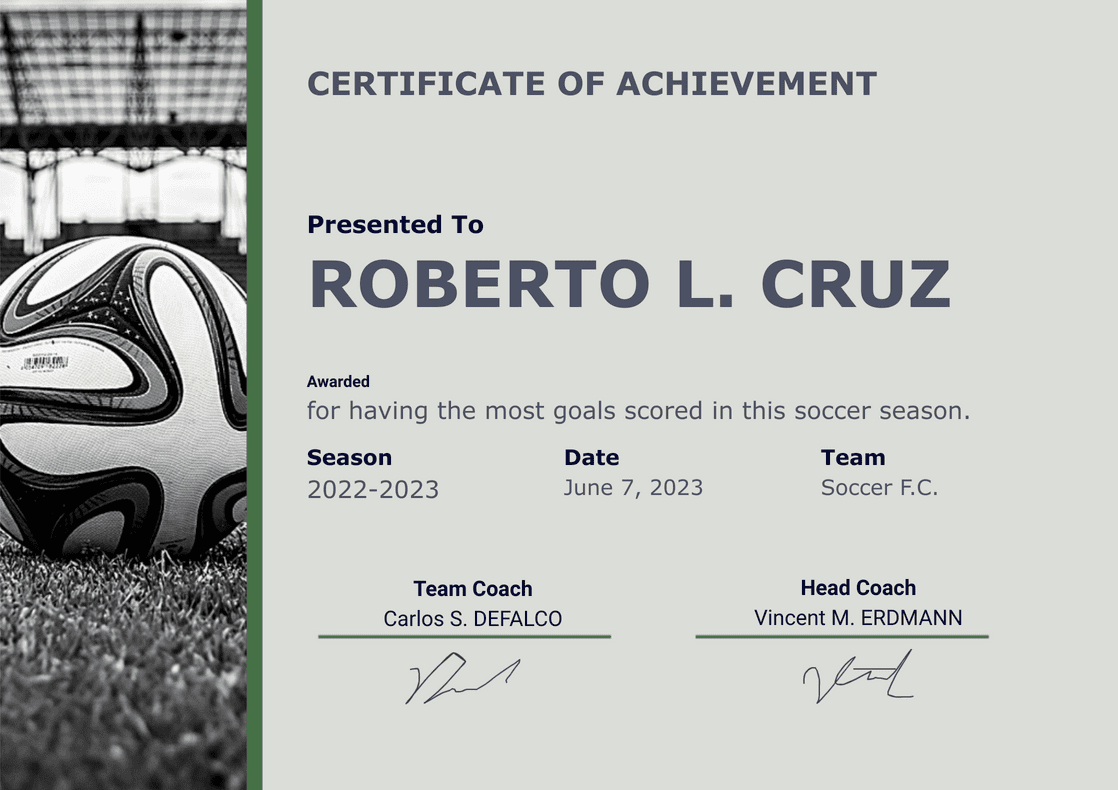 Soccer Certificate PDF Templates Jotform