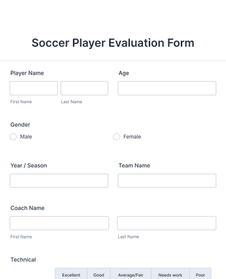 Form Templates: Soccer Player Evaluation Form