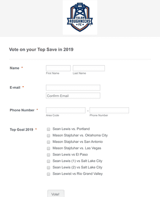 Form Templates: Soccer Top Saves Voting Form