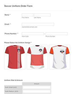 Form Templates: Soccer Uniform Order Form