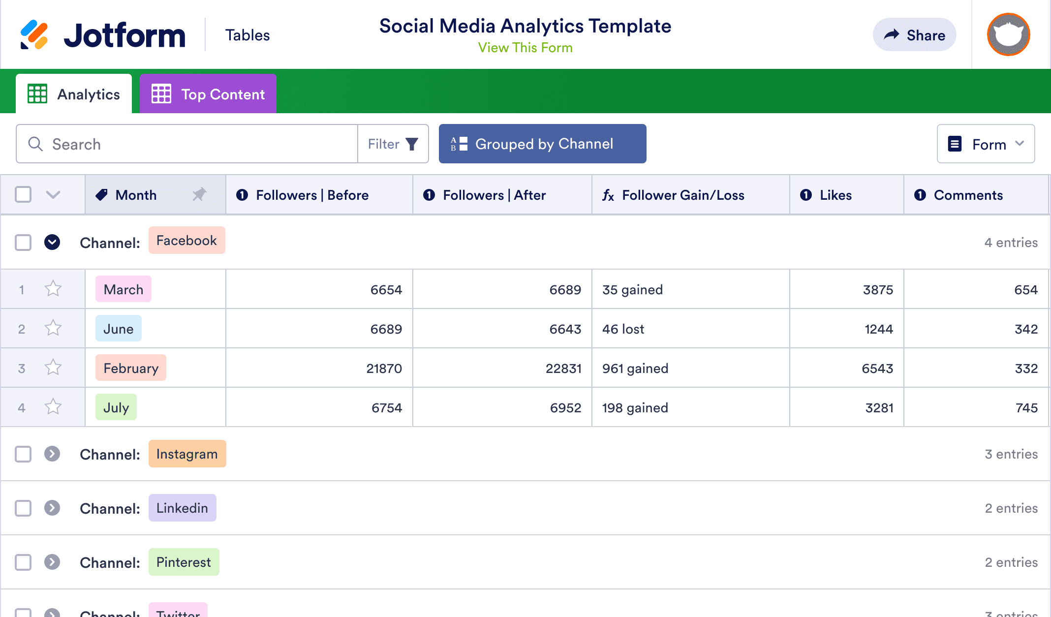Social Media Analytics Template