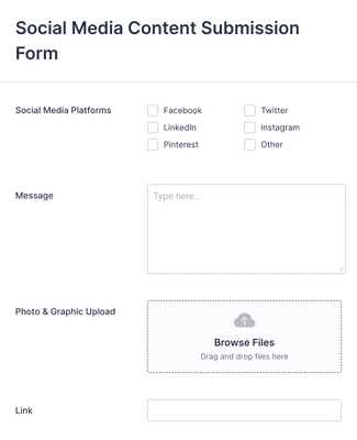 Form Templates: Social Media Content Submission Form