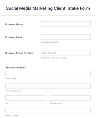 Form Templates: Social Media Marketing Client Intake Form
