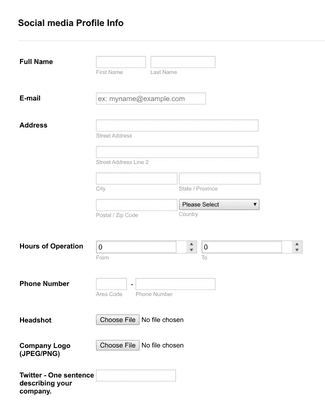 Form Templates: Social Media Profile Information