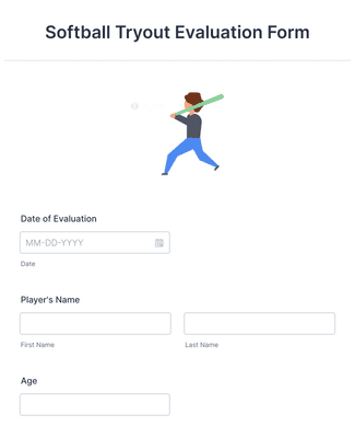 Softball Tryout Evaluation Form Template | Jotform