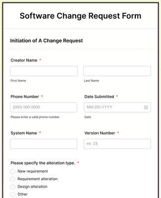 Application Update Request Example Database Patch Request Form Template | Jotform