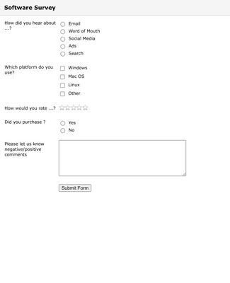 Form Templates: Software Survey Form