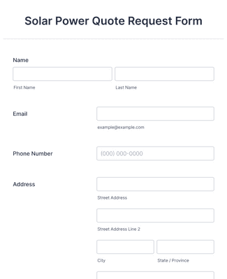 Solar Power Quote Request Form Template