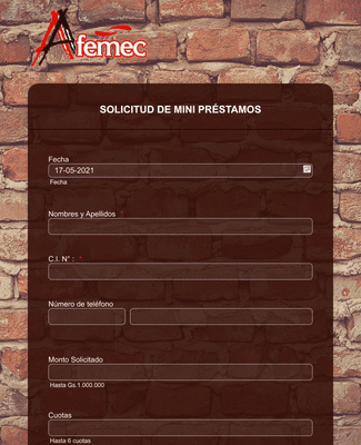Form Templates: Solicitud Miniprestamo AFEMEC