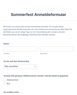 Form Templates: Sommerfest Anmeldeformular
