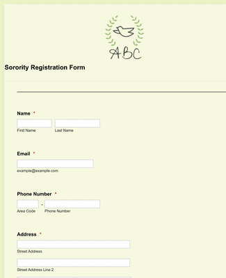 Form Templates: Sorority Registration Form