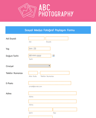 Form Templates: Sosyal Medya Fotoğraf Paylaşım Formu