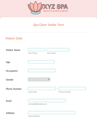 Form Templates: Spa Client Intake Form