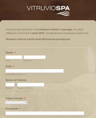 Form Templates: SPA Reservation Form in Italian