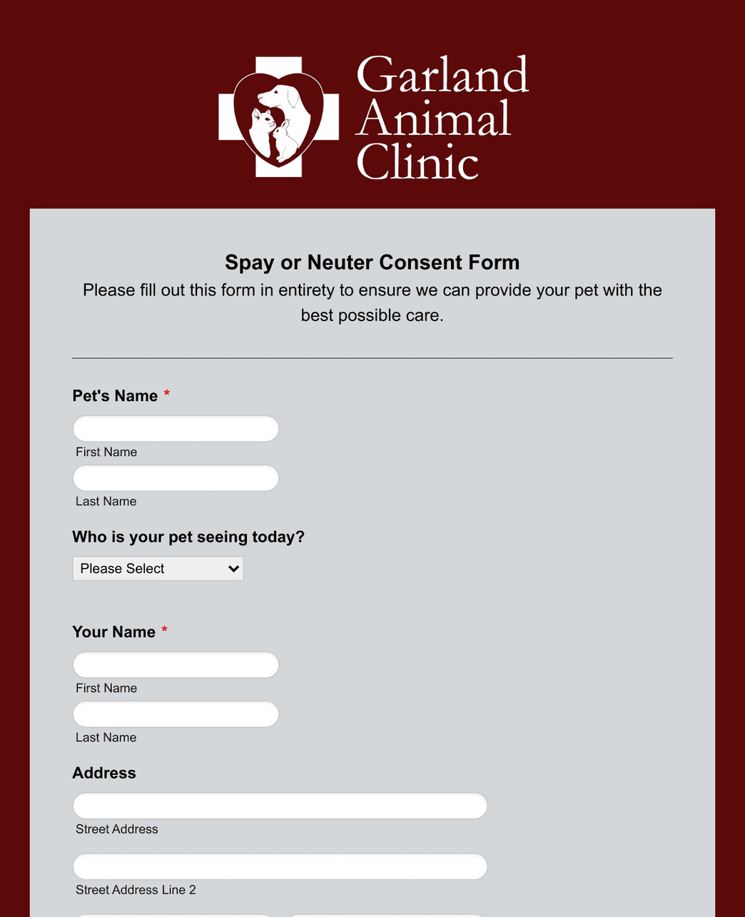 Spay And Neuter Consent Form Template Jotform