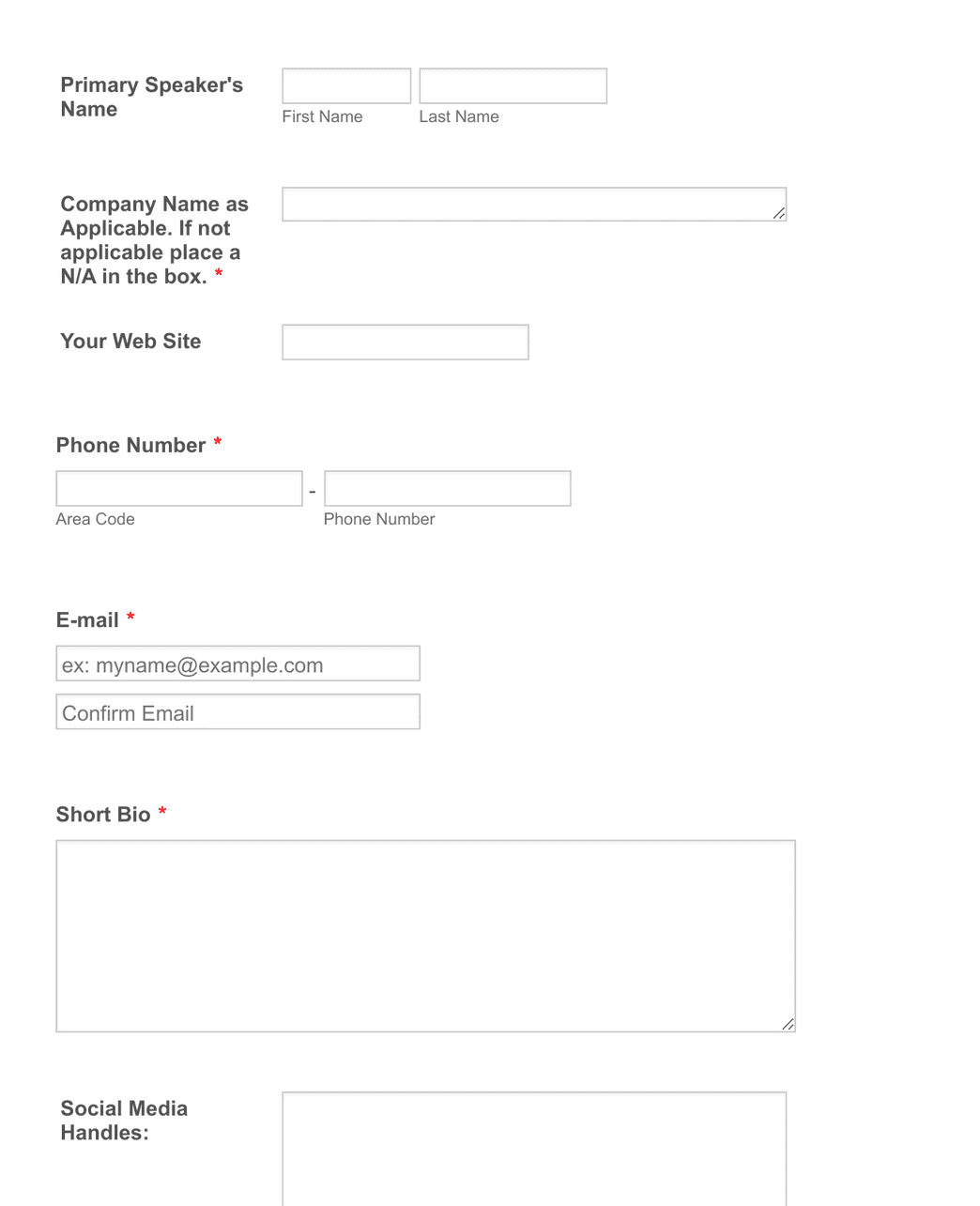 Speaker Confirmation Form Template | Jotform