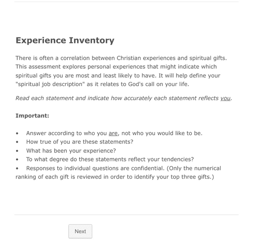 Spiritual Gifts Assessment Form Template | Jotform
