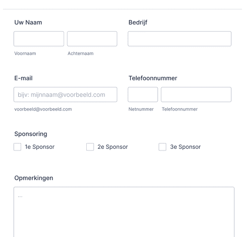 Sponsor Aanvraagformulier Formulier Sjabloon Jotform