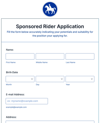 Sponsored Rider Application Form