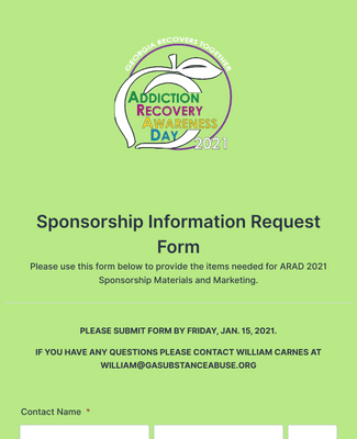 Sponsorship Information Request Form - ARAD 2021