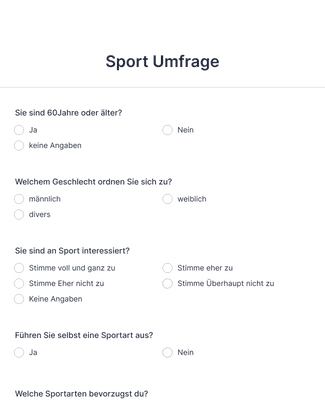 Form Templates: Sport Umfrage