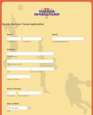Camp Application Summer Camp Detailed Registration Form Template | Jotform