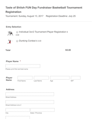Sports Tournament Registration Form