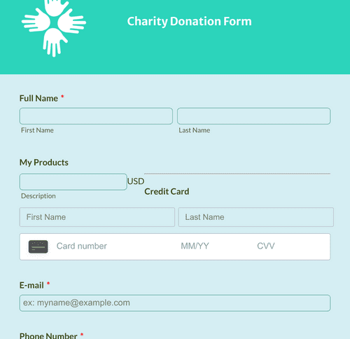 Form Templates: Square Charity Donation Form