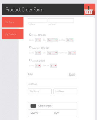 Form Templates: Square Product Order Form