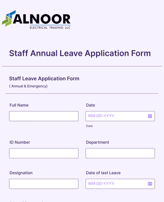 Staff Leave Application Form