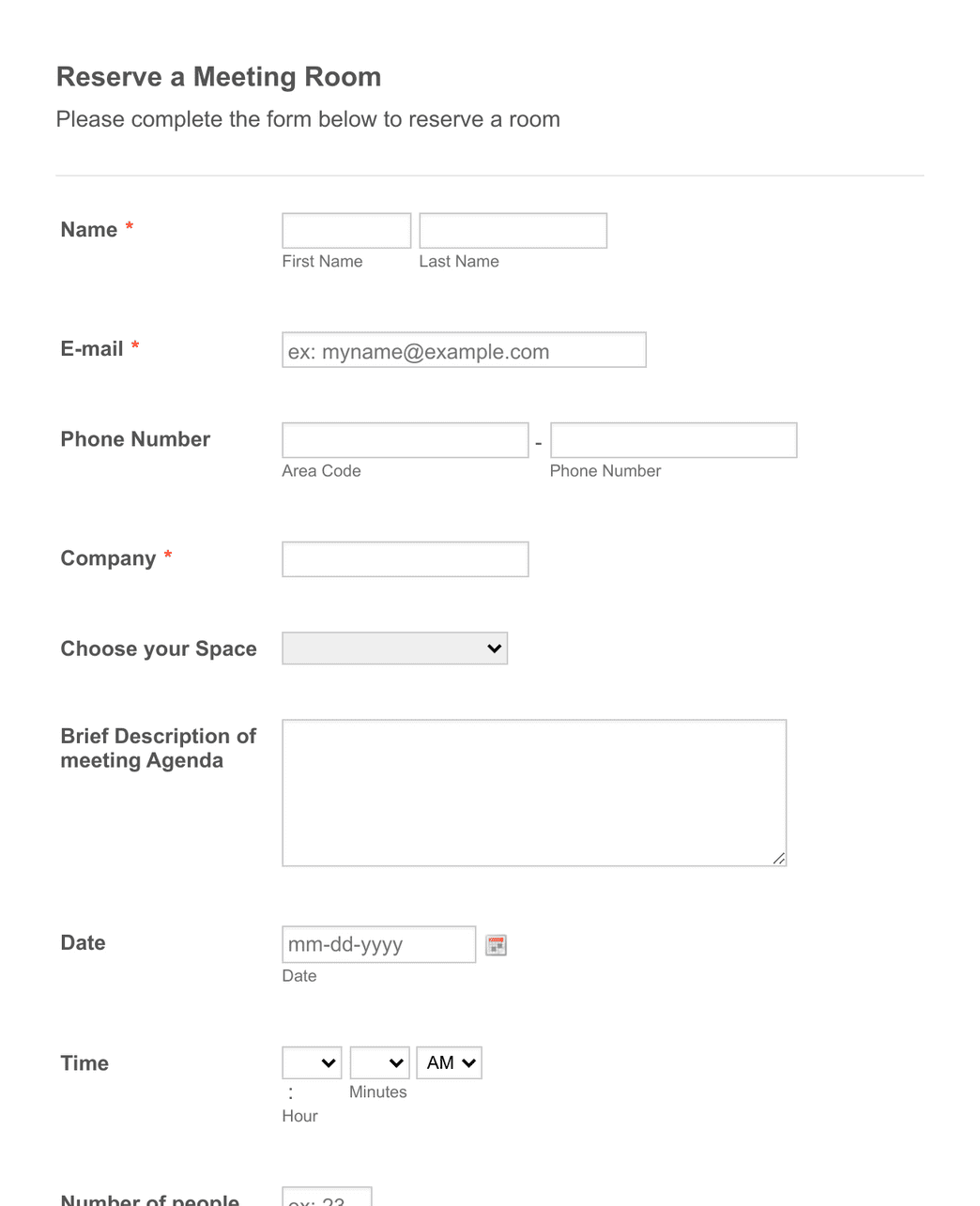 Starhub Space Reservation Form Template | Jotform