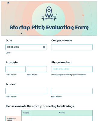 Template startup-pitch-evaluation-form