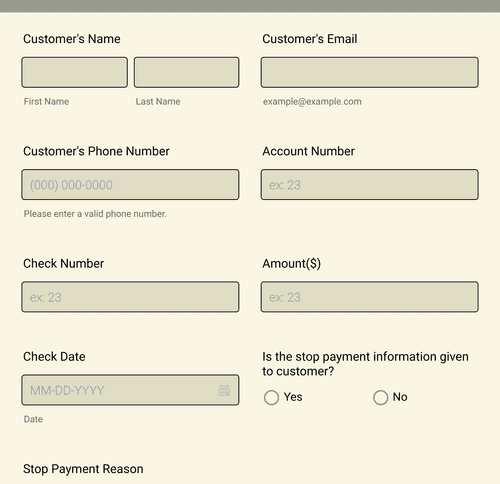 Stop Payment Request Form Template 