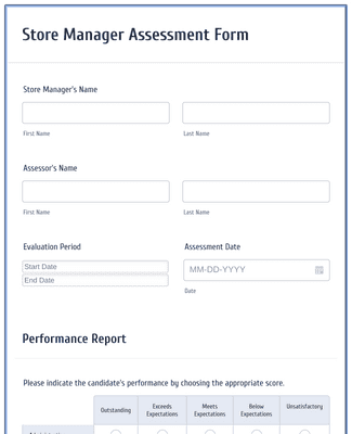 Form Templates: Store Manager Assessment Form