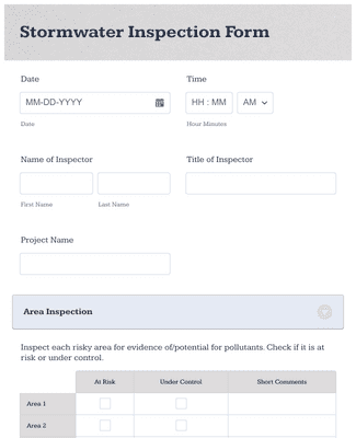 Stormwater Inspection Sheet
