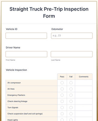 Form Templates: Straight Truck Pre Trip Inspection Form