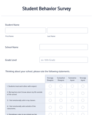 Student Behavior Survey Form Template | Jotform