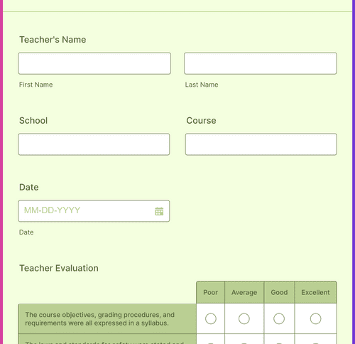 Course Evaluation Form Template | Jotform